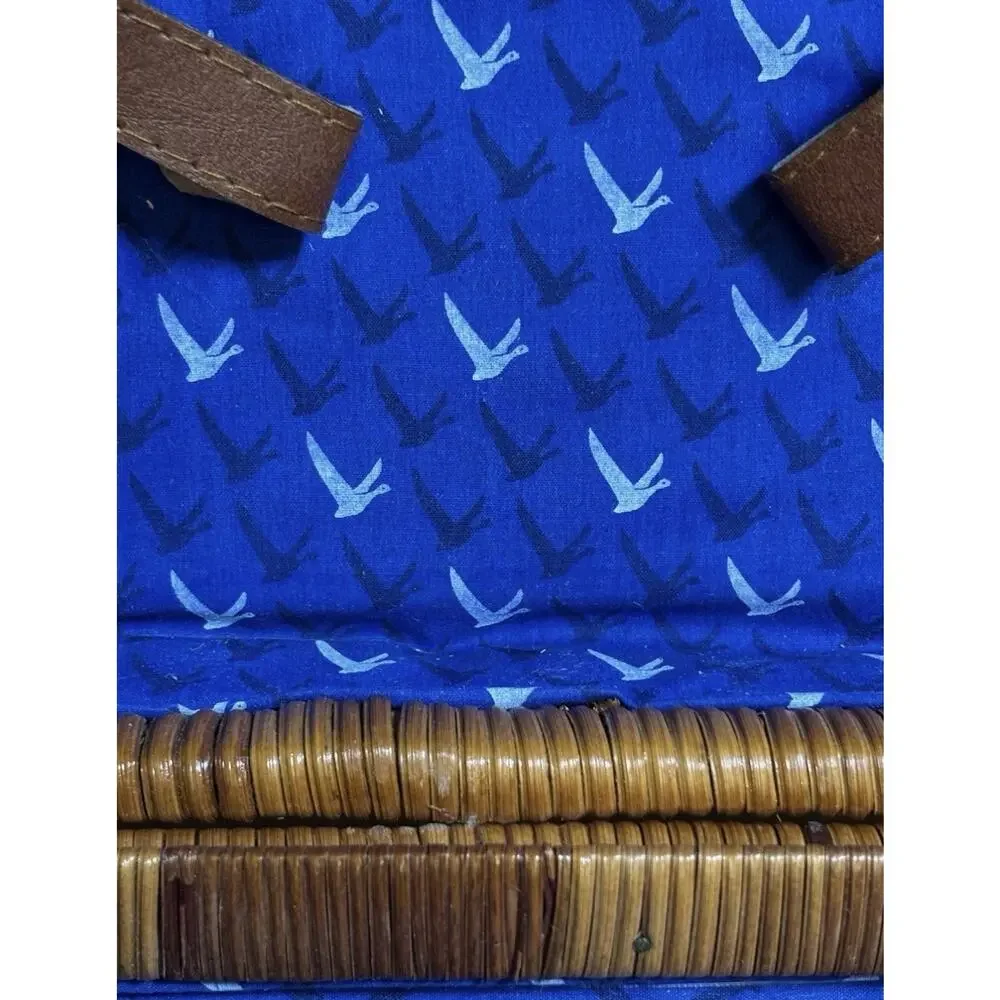 Grey Goose Vodka Wicker Picnic Basket Tote Suitcase Blue Lining Empty Promo